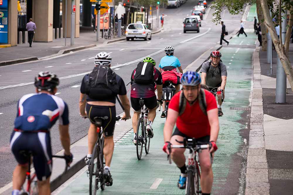 A new Sydney bike link has been created ahead of the building of the light rail extension, which runs through Castlereagh and Liverpool Streets.
