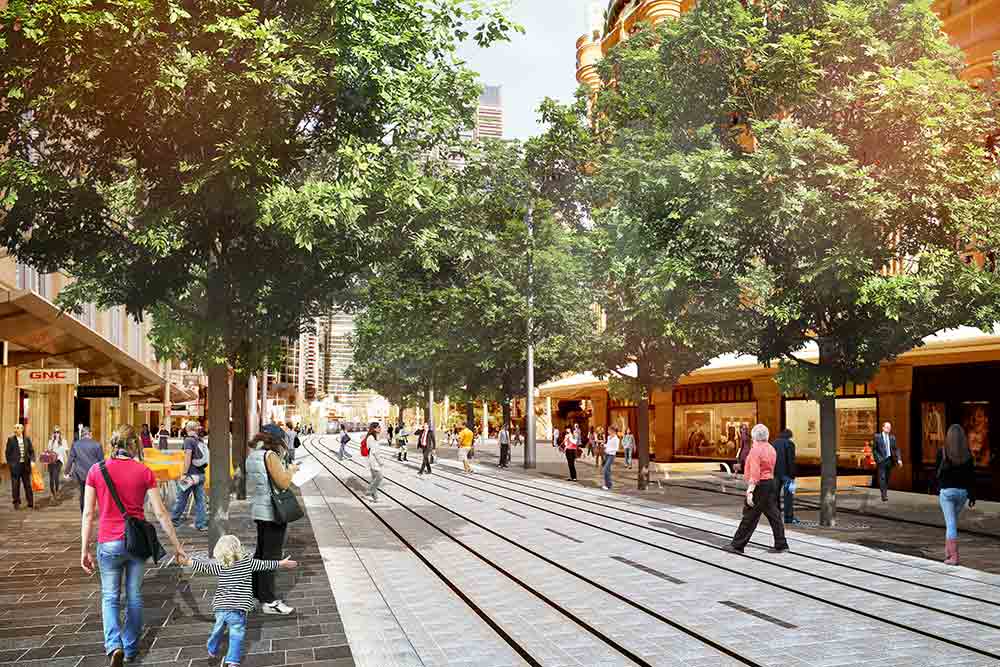 Sydney's new light rail extensions are finally taking shape along the CBD, particularly in George Street, where the first tracks have been laid.