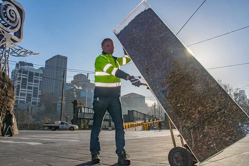 Cigarette butts collected from across the Melbourne CBD area are being put on public display and recycled into plastic industrial products.